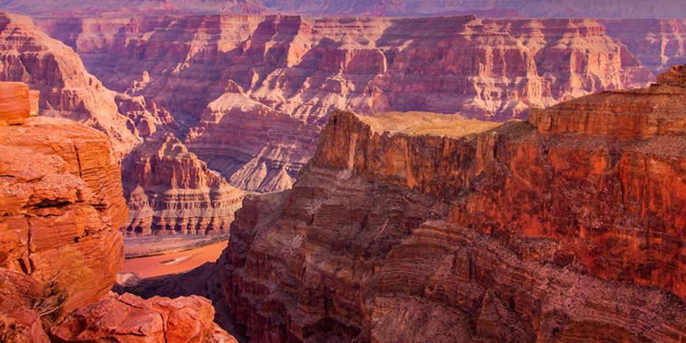The colorful peaks and valleys of the Grand Canyon.