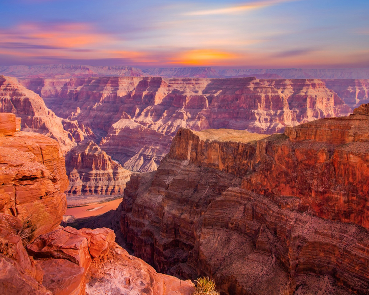 The colorful peaks and valleys of the Grand Canyon.