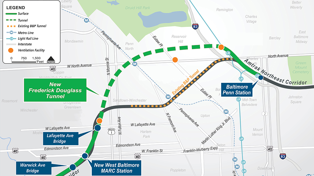 A map of the B&P Tunnel Replacement