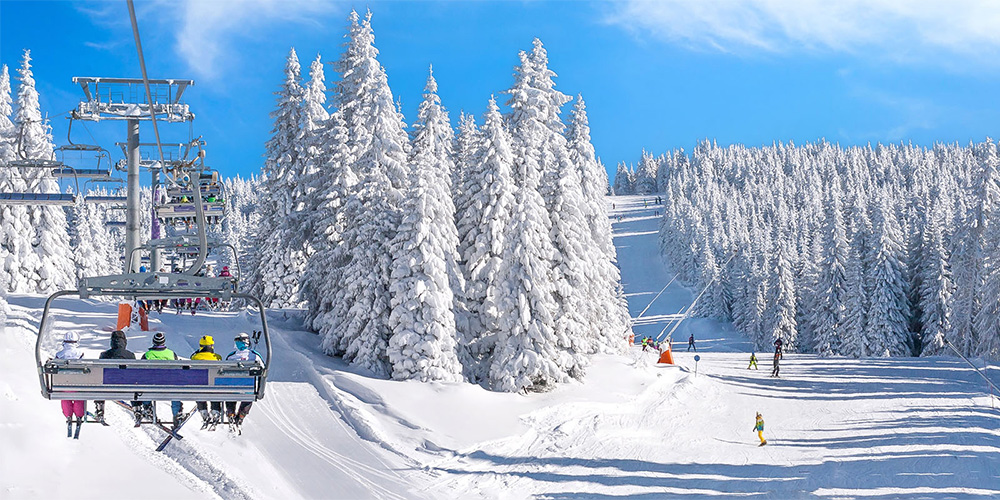 Snow-covered skiing destination