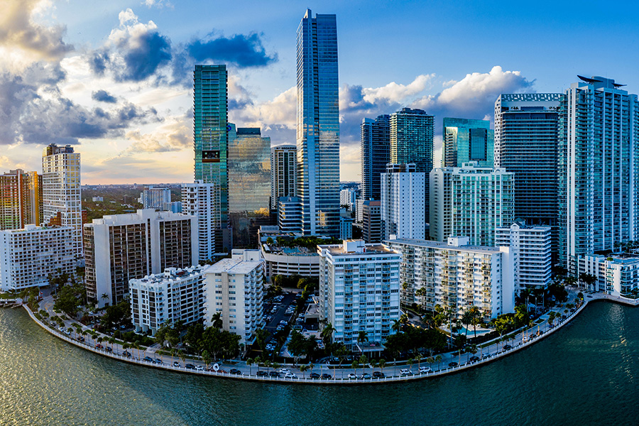 Miami skyline view from the ocean